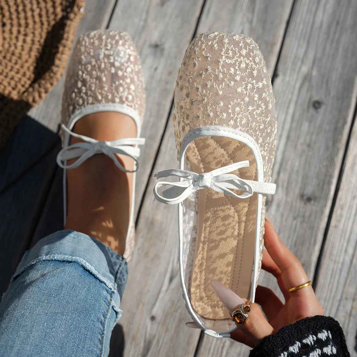 Amelie Lace Flats