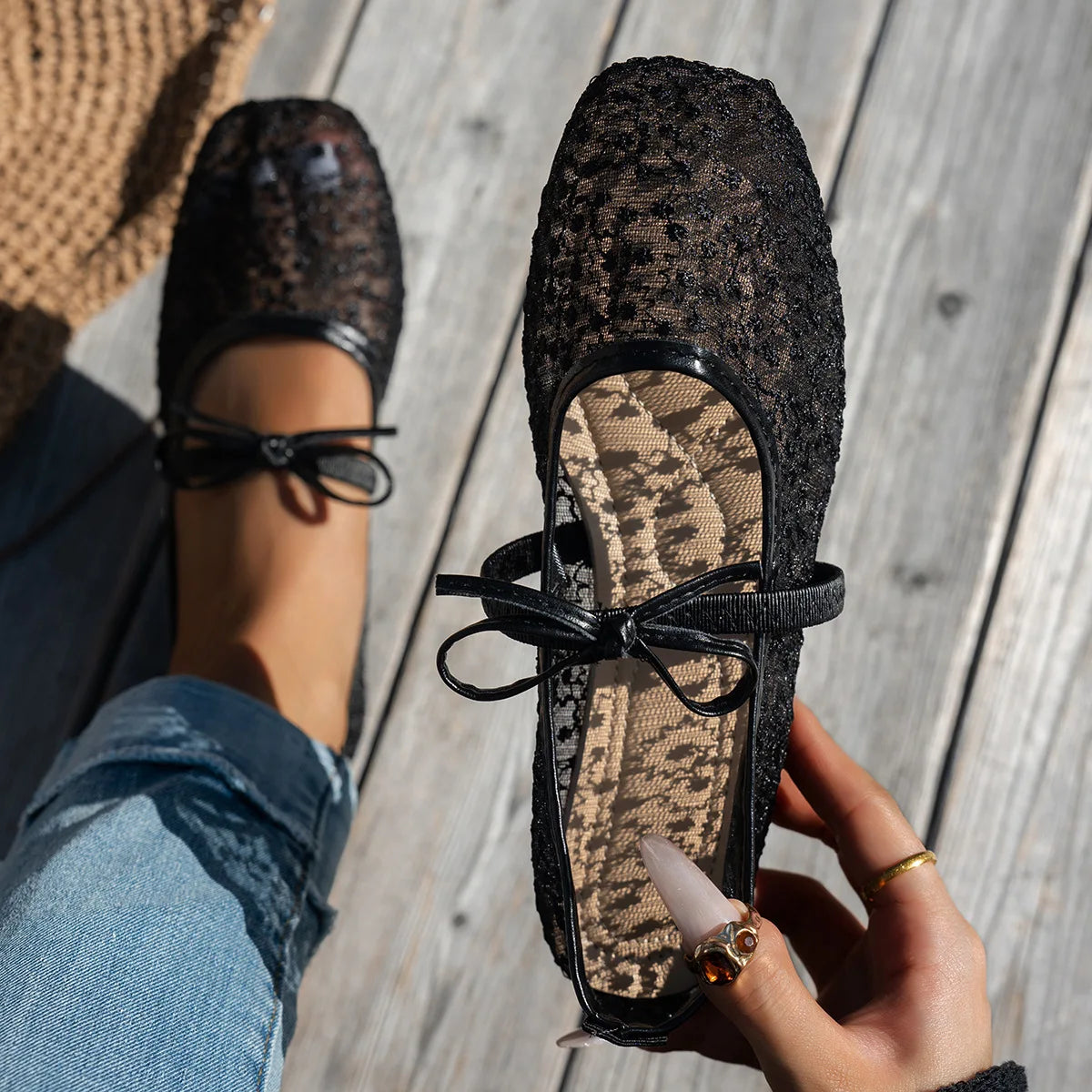 Amelie Lace Flats